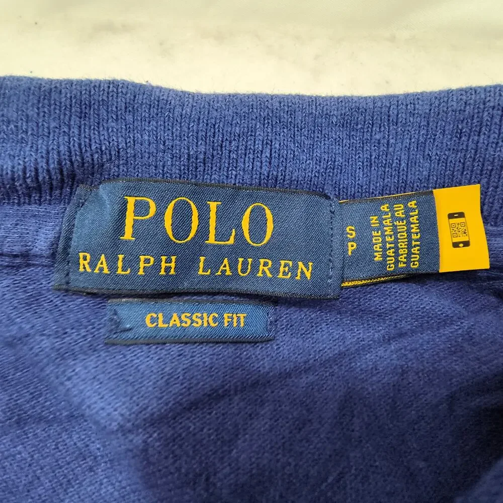Polo Ralph Lauren Classic Fit Collared Polo Shirt Mens Size Small S Blue Yellow
